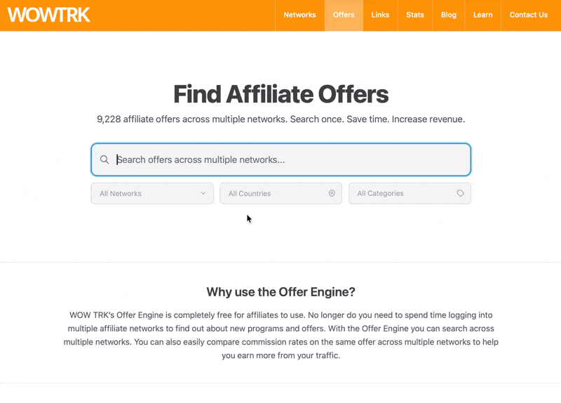 Animated GIF of the new WOW TRK's search speed