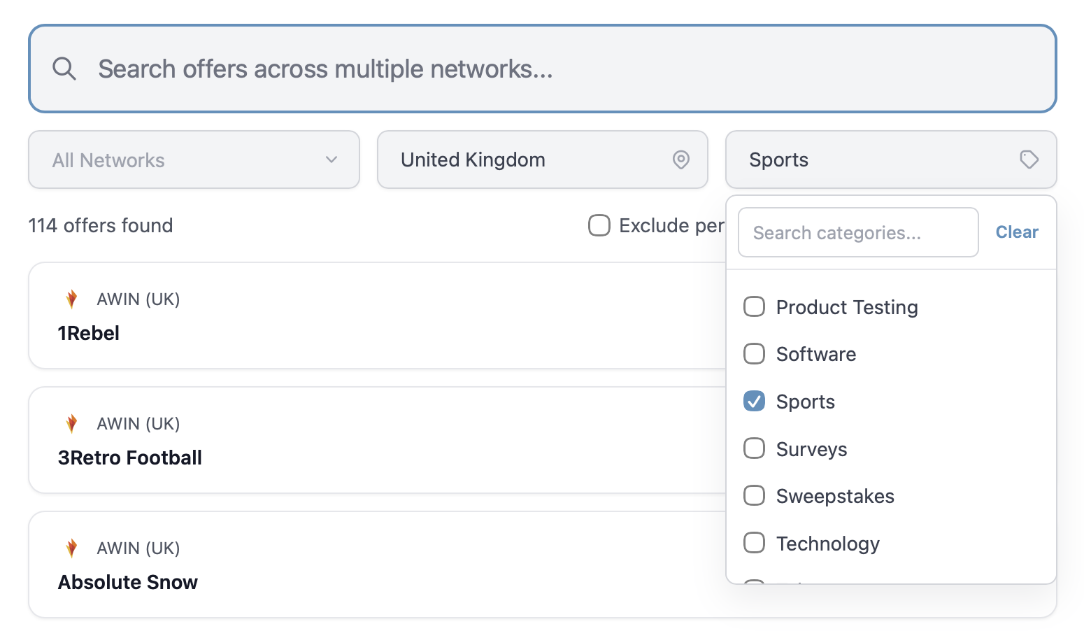 Example of AI-powered categorisation on WOW TRK